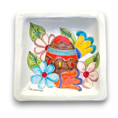 Square Dish 24x24 Easter Flowers - Limited Edition de simone pottery Square Dish 24x24 Easter Flowers - Limited Edition de simone pottery